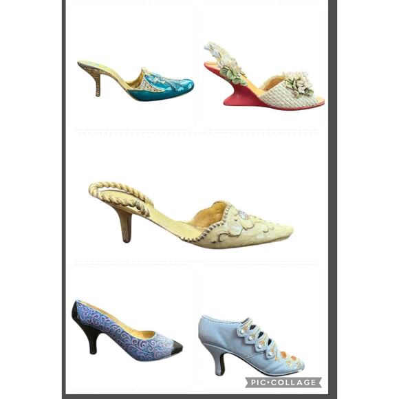 Vintage Set of 5 Vintage Miniature High Heel Shoe Figurines 90s Cottage Fashion - Picture 2 of 8